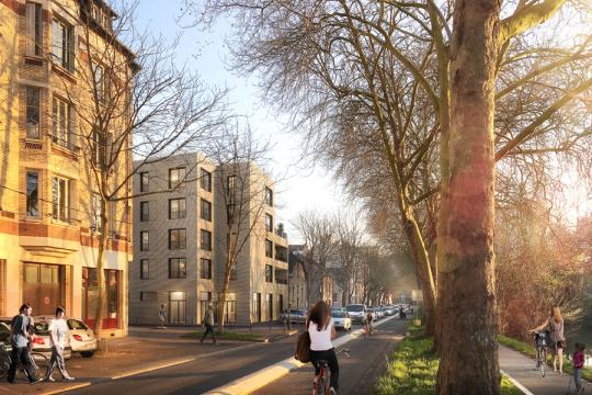 Résidence Chézy - Vue du Boulevard de Chézy © Ludovic Alexandre Architecte